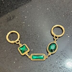 Gold-Tone Green Gem Connector Bag Charm
